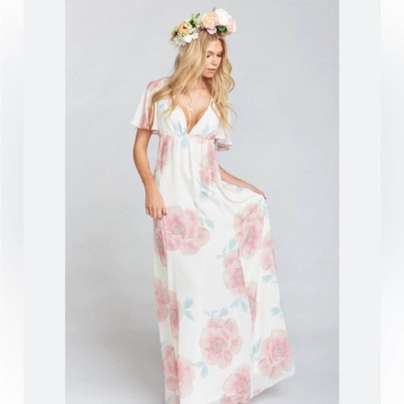 Show Me Your Mumu Faye Flutter White and Pink Floral Maxi Dress NWT - Picture 2 of 14